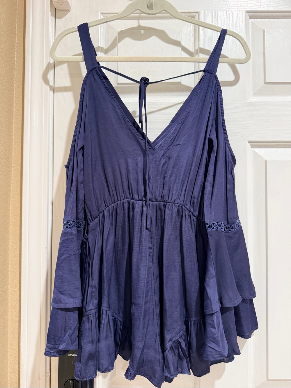 Cold-Shoulder V-Neck Romper in Deep Navy